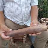 Ogni sgabello richiede circa 6 ore di lavoro. �Una volta a casa, con un seghetto a mano taglio il fusto in parti uguali per ottenere dei pezzi della stessa lunghezza�, ci dice il signore mostrandoci un perfetto tronchetto ottenuto dopo la prima parte di lavoro